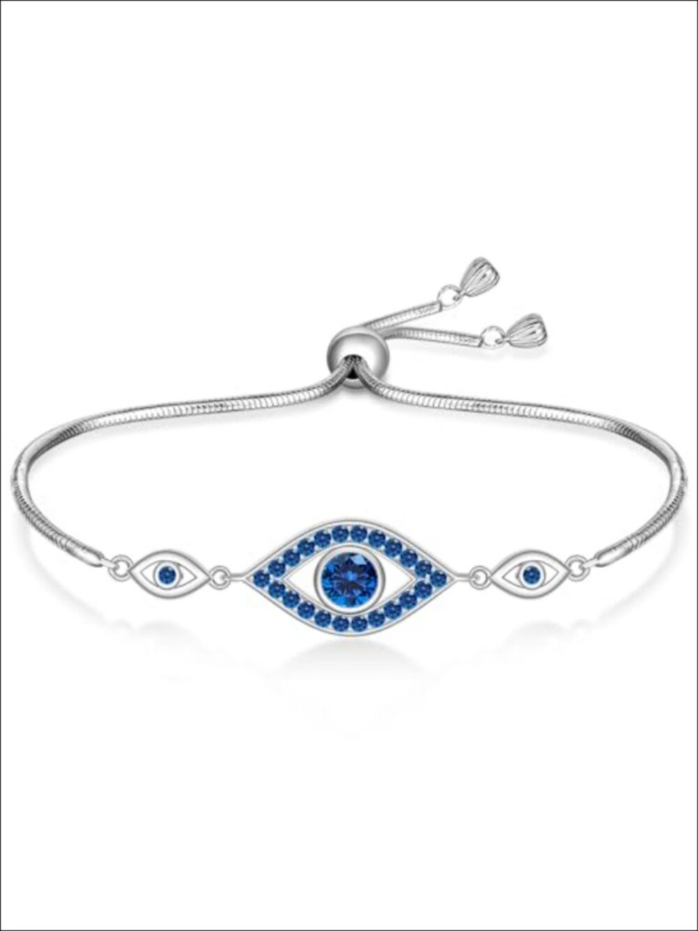 925 Sterling Silver Evil Eye Link Bracelet Women Greek Protection Gift